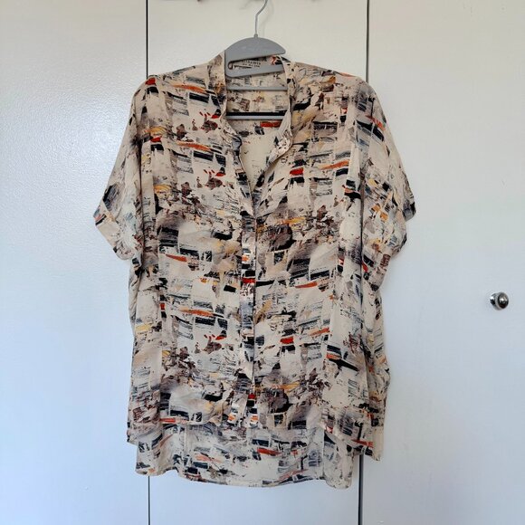 All Saints Tops - Allsaints Graphic Loose-fitting Button-down Blouse